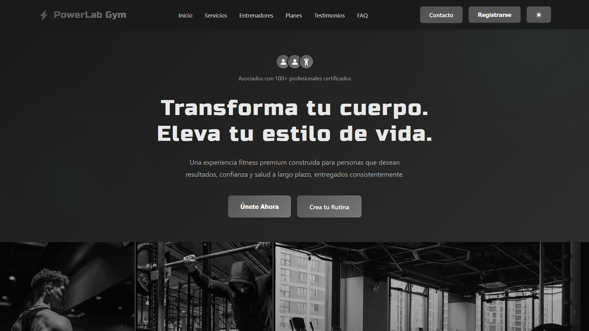 PowerLab GYM - landing para gimnasio